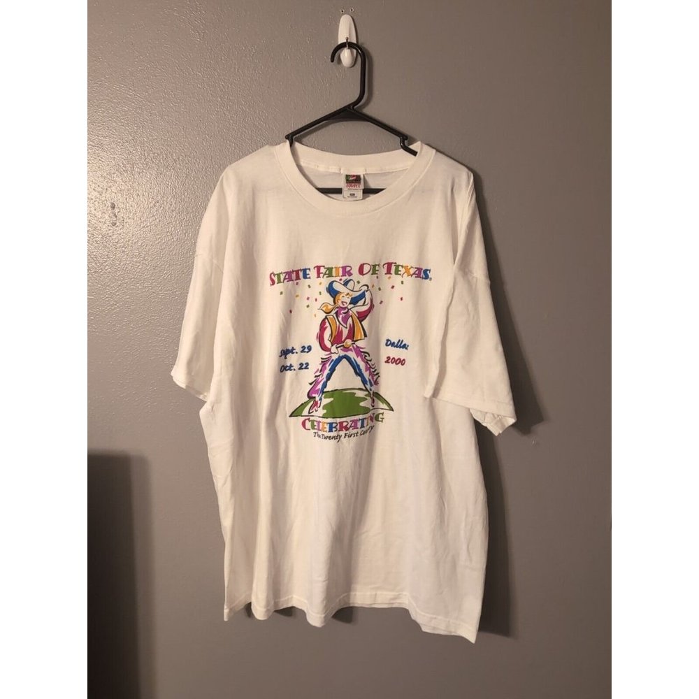 State Fair Of Texas 2000 Y2K White Graphic T Shirt Size 3XL Fruit Of The Loom